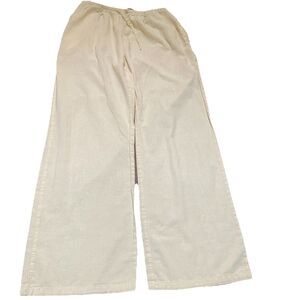 Brandy Melville Linen Pants Womens One Size Anastasia Drawstring Yellow Wide Leg